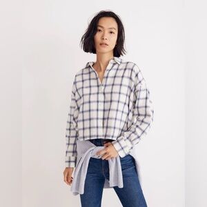 Madewell Flannel Hatfield Crop Shirt, NWOT, Size M, in Windowpane